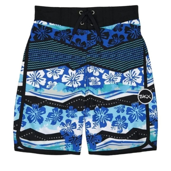 Fun SKECHERS - Blue & Black Floral - Board Shorts/ Swim Trunks - SIZE 16 Boys - Picture 1 of 13